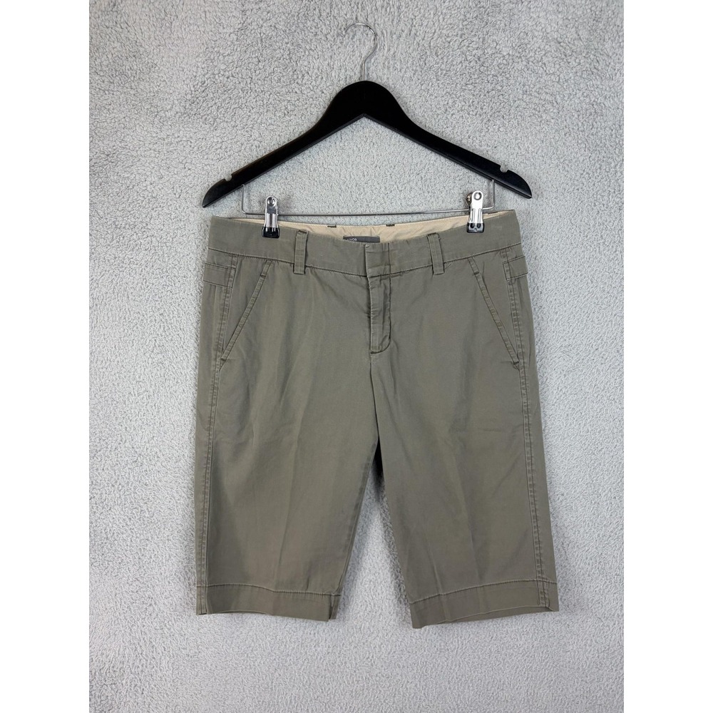 Vince Shorts Womens 6 Green Bermuda Twill Stretch 9 Inseam Casual Travel Rugby